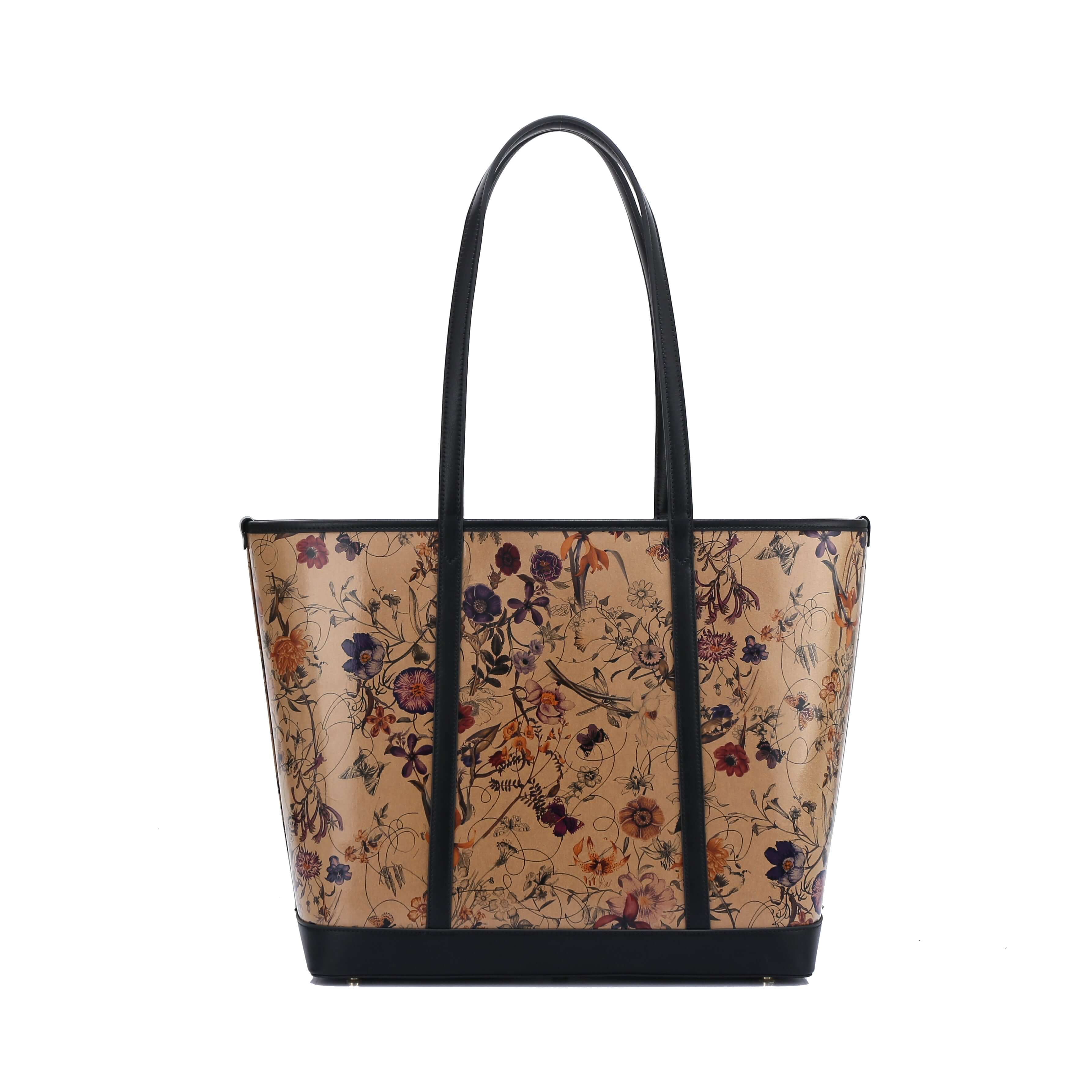 The Standard : Large Floral Kraft Paper Vegan Leather Tote - Image 3