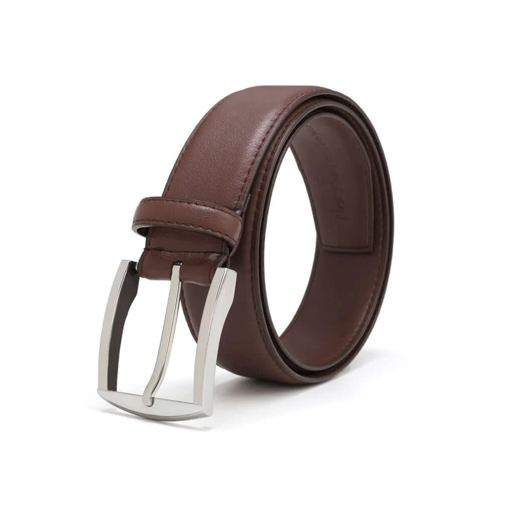 Metallic Silver Square 2 Vegan Belt (Only Brown 30, 40) - Image 4