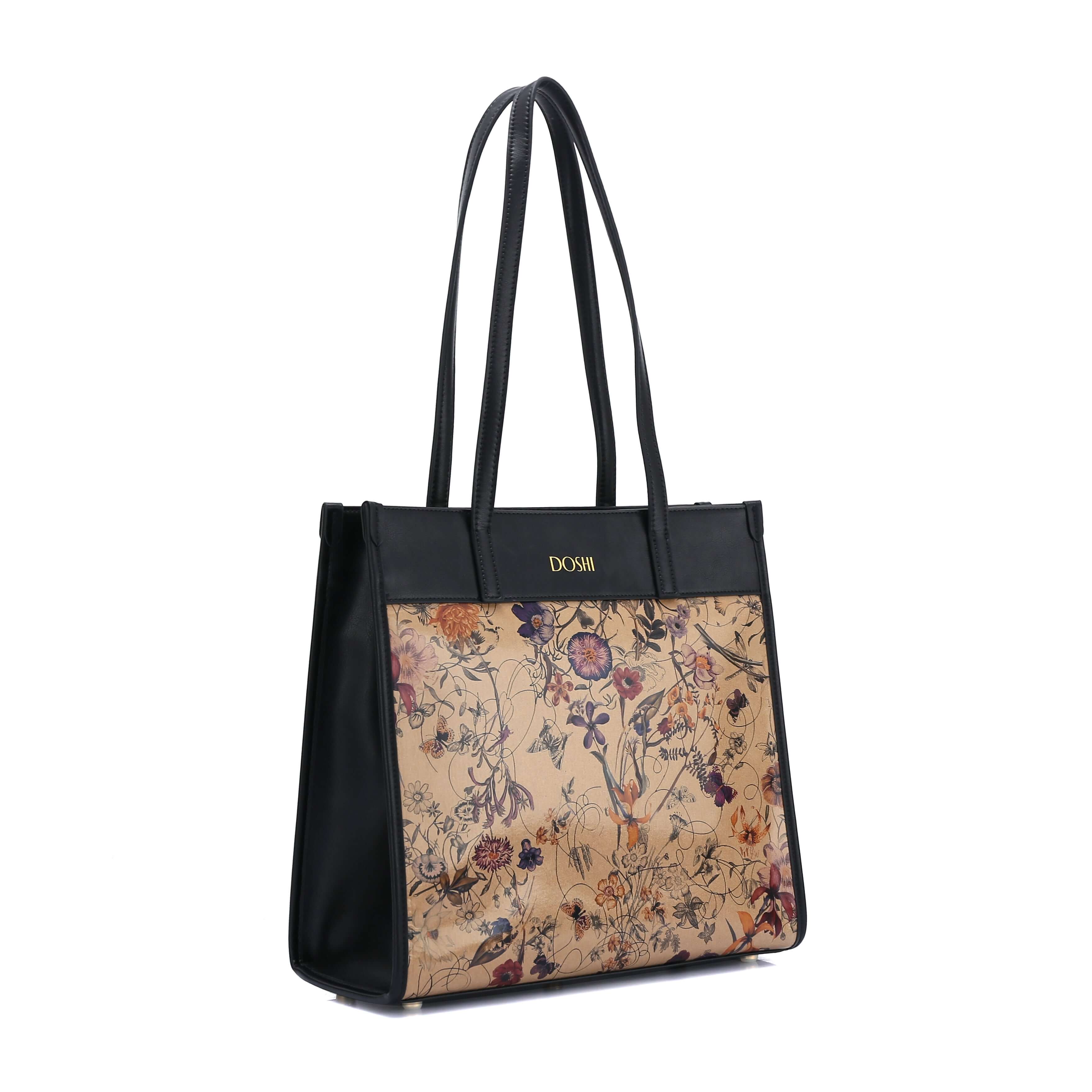 Portrait Tote 2 - Floral Kraft Paper Vegan Tote - Image 4