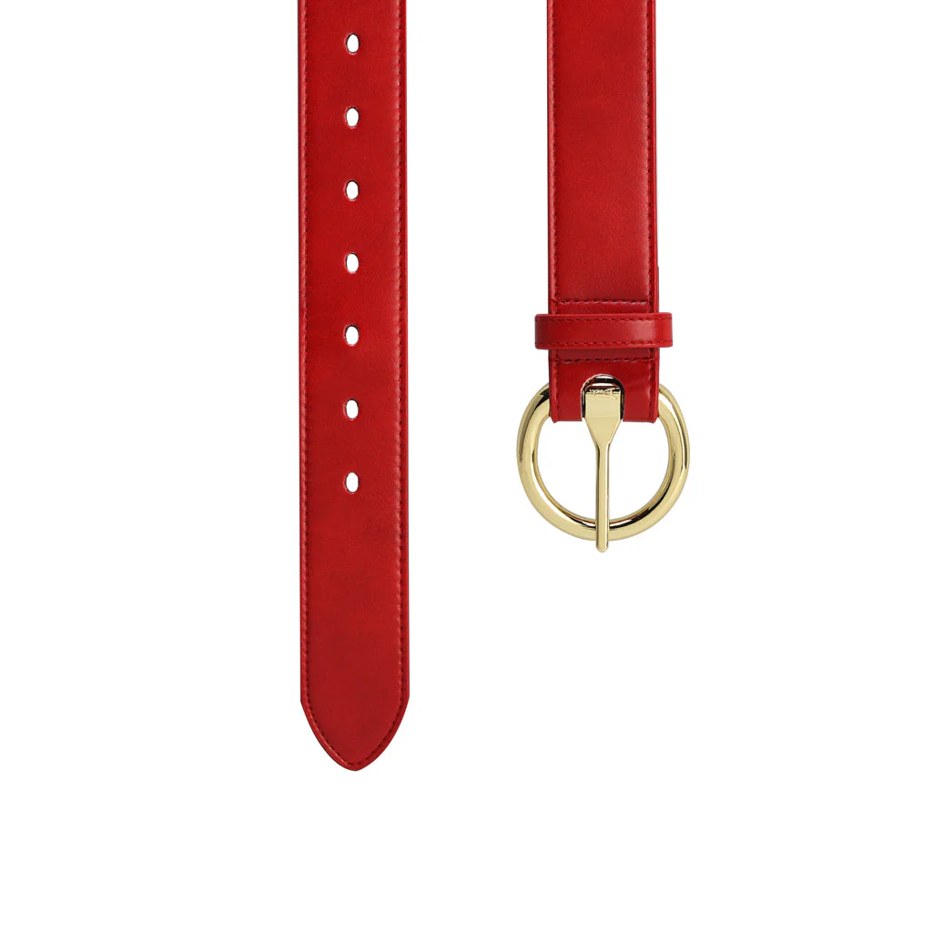 Women's Gold Ring Belt - Red - Image 3